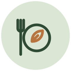 Plate and leaf icon – nutrition
